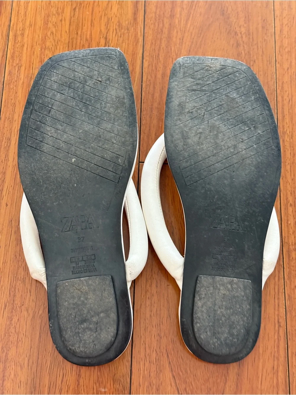 Zara White Padded Thong Sandals size 37 - Picture 3 of 4
